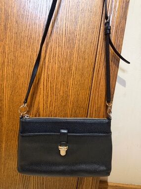 Michael Kors Black Leather Crossbody with Gold Hardware